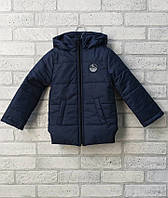 Курточка на мальчика ОПТ демисезонная синяя с капюшоном на молнии весна - осень рост98 104 110