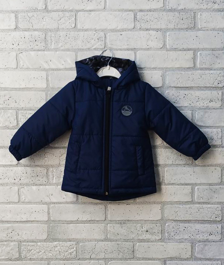 Дитяча курточка — парка на хлопчика з капюшоном демісезонна (синя)