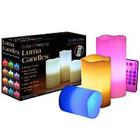 Ночник светодиодный свеча Luma Candles разноцветный на 3 свечи с пультом Электрические свечи ночник BMP