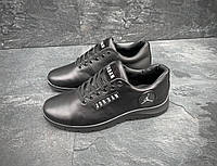 Jordan мужские весенние/летние/осенние черные кроссовки на шнурках. Демисезонные кожаные кроссы