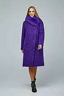 Зимове жіноче вовняне пальто з хутряним коміром
