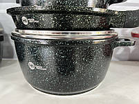 Набір посуду зі сковородою з гранітним покриттям Higher Kitchen HK-314 із 7 предметів круглої форми, фото 5