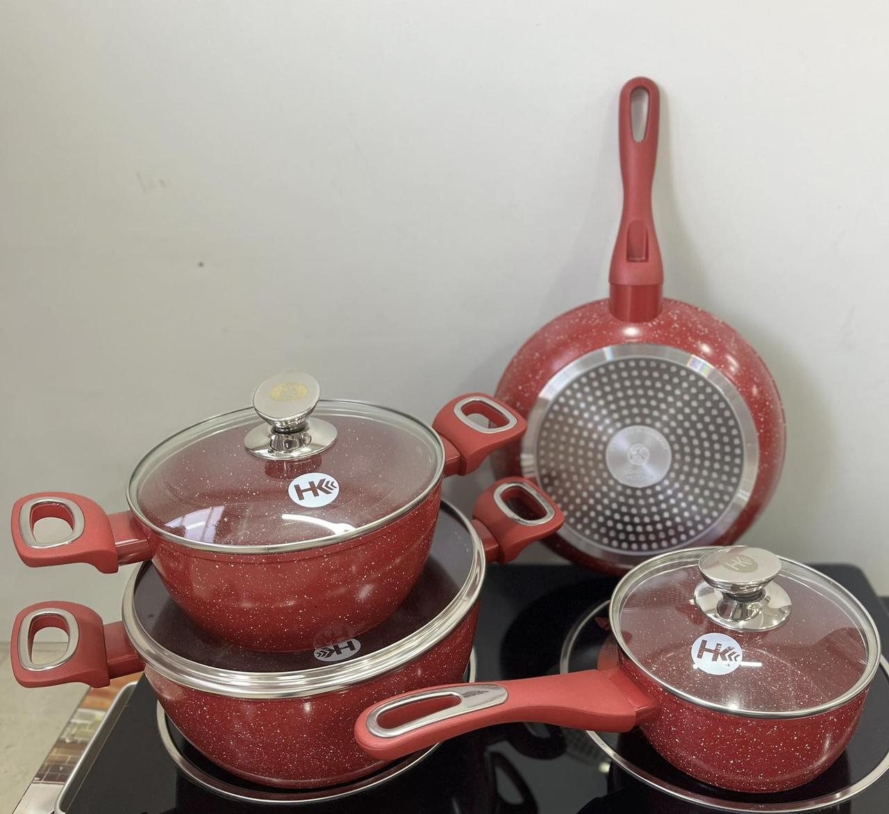 Набір посуду зі сковородою з гранітним покриттям Higher Kitchen HK-314 із 7 предметів круглої форми