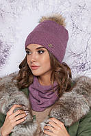 Комплект «Тіяна» (шапка та шарф-хомут) Braxton лавандовий 56-59 NC, код: 6160367