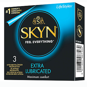 Презервативи Skyn EXTRA LUBE 3 шт. у пакованні безлатексні ультратонкі  з великою кількістю мастила