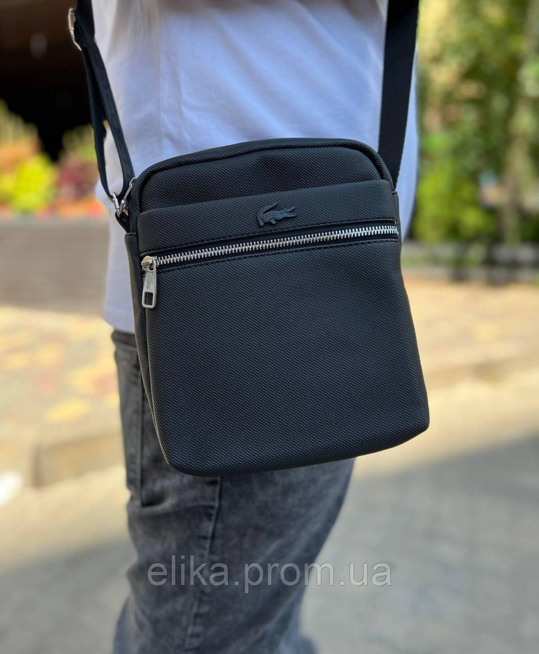 Мужская сумка Lacoste Лакоста нейлон через плечо деловая сумка черная ...