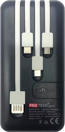 Power Bank Protech B-04 10000mAh 10W 4 in 1 Black, фото 3