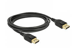 Кабель монітора-сигнальний Delock DisplayPort M M  2.0m v1.4 8K60Hz 19pin D4.5mm Sert. чорний NC, код: 7455559