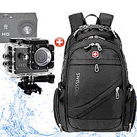 Рюкзак з відділенням для ноутбука та чохлом від дощу+Екшн камера А7 з водонепроникним боксом