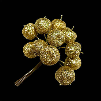 Ягідки блискучі (яблука) колір золотий 12 шт