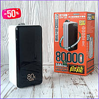 Power Bank с дисплеем 22.5W Быстрая зарядка батареи Remax 80000 mah, Самый мощный универсальный Повербанк