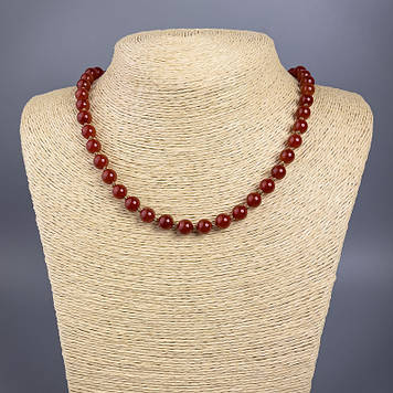 Намисто Сердолік натуральний камінь гладка кулька d-8мм+-L-45см+- з замочком