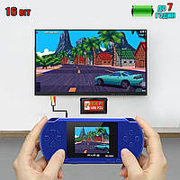 Портативная игровая ретро приставка с экраном 2.7" PXP3 270OMD игры 16bit, ТВ-выход Blue BMP