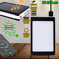 Power Bank павербанк на солнечной батарее Solar-90000mAh УМБ с фонариком и 20 LED панелью, 2*USB BMP