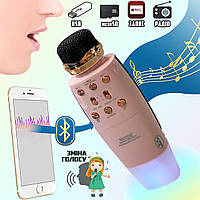 Беспроводной микрофон WSTER WS2011 со светодиодной подсветкой, звуковые эффекты, microSD, USB, AUX Розовый BMP