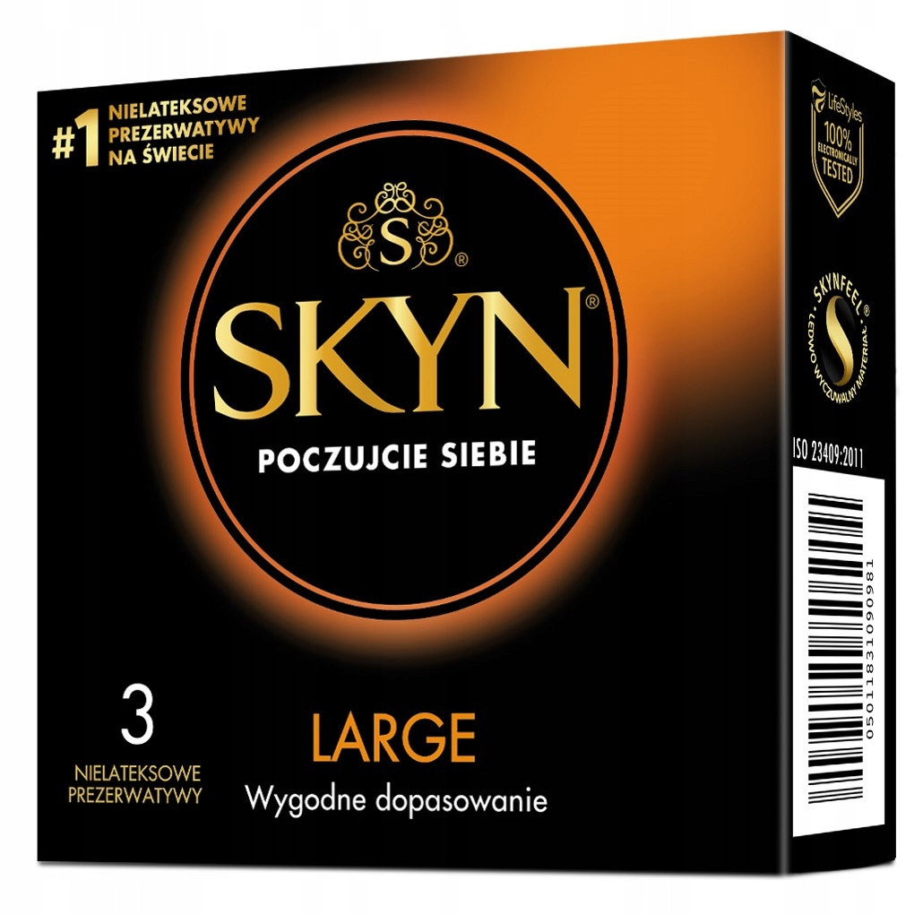 Презервативи SKYN LARGE 3 шт безлатексні великого розміру XL ширші та довші