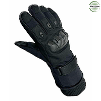 Сенсорные зимние перчатки для военных/ Тактические длинные утепленные перчатки с защитой костяшек/ Черный