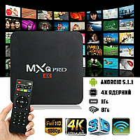 Смарт приставка для телевизора с пультом MXQ PRO-4K WiFi ТВ бокс, медиаплеер Android 5.1.1, 1/8Гб BMP