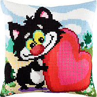Набір для вишивання декоративної подушки Чарівниця Щасливий кіт 40×40 см Z-39 GT, код: 7243379