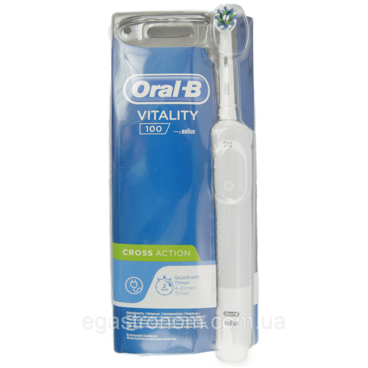 Зубна щітка електрична біла Орал-Б Браун Oral-B Braun Vitality White Cross Action 6шт/ящ (Код: 00-00015105)