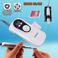 Портативный Фрезер для ногтей Nail Drill DM001 аккумуляторный с экраном заряда, 6 насадок, 30000 об BMP