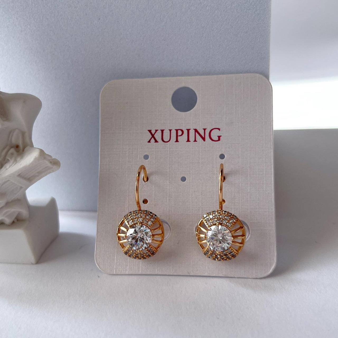 Сережки позолота Xuping Класичні з камінням Золото 23 мм S15132