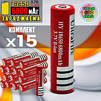 Аккумуляторная батарея 15шт LiIon Ultra Fire 18650-6800mAh 3.7V заряжаемая литий-ионная батарейка Red BMP