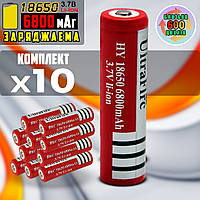 Аккумуляторная батарея 10шт LiIon Ultra Fire 18650-6800mAh 3.7V заряжаемая литий-ионная батарейка Red BMP