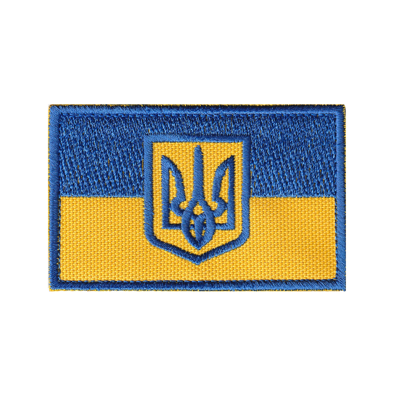 Вишитий шеврон "Прапор України з тризубцем" на липучці 50 x 80 мм