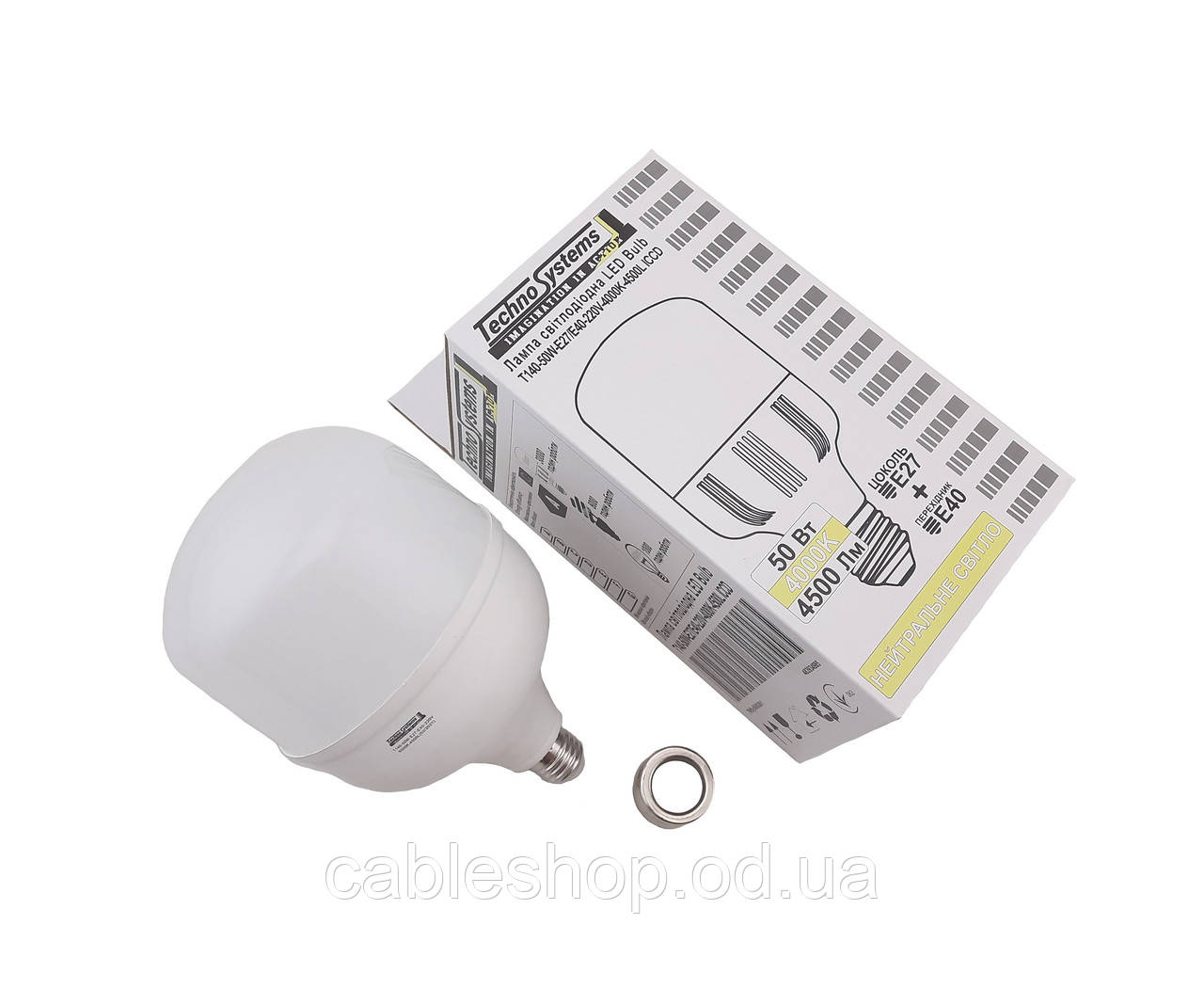 Лампа світлодіодна LED Bulb-T140-50W-E27-E40-220V-4000K-4500L ICCD TNSy, фото 1
