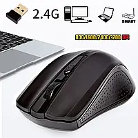 Беспроводная мышь Mouse Wireless-DPI 2.4G для ноутбука/компьютера, питание от батареек Черная BMP