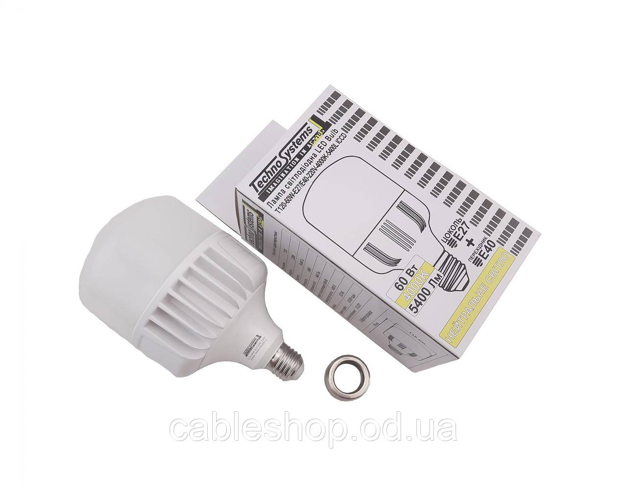 Лампа світлодіодна LED Bulb T120-60W-E27/E40-220V-4000K-5400L ICCD TNSy, фото 1