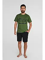 Мужская пижама шорты хлопок Ellen MPK 2071/01/02 зелено-черный S
