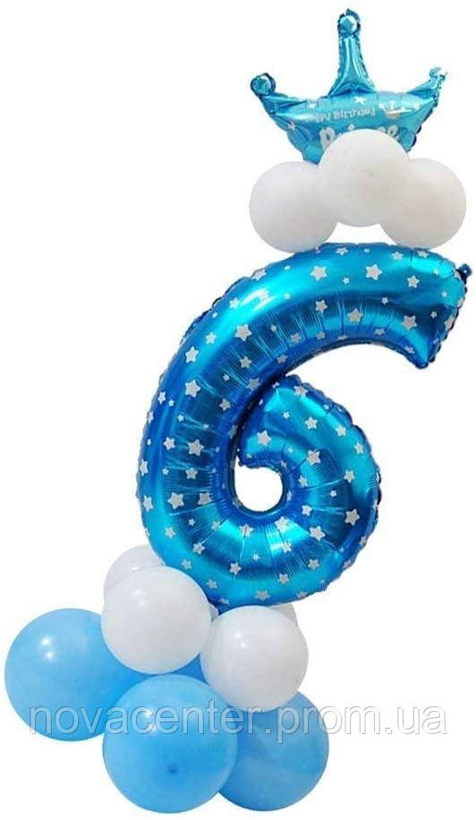Святкова цифра 6 UrbanBall з повітряних кульок для хлопчика Блакитний (UB360) NC, код: 2473525