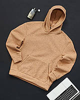 Толстовка чоловіча зимова плюшева barashek бежева кофта тепла барашкова худі тедді