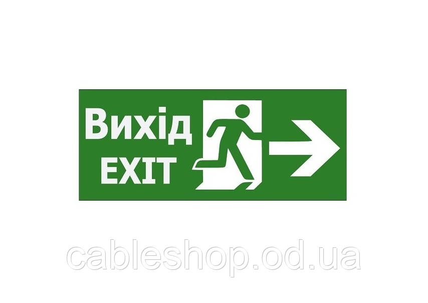 Наклейка "Вихид EXIT (вказівник двері праворуч)" 350*145 мм (S503 ACRYLIC) TNSy, фото 1