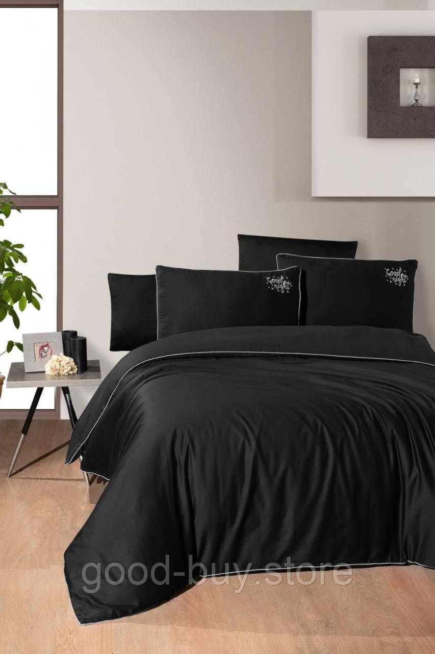 First choice Timeless Black deluxe сатин постільна білизна євро 200х220