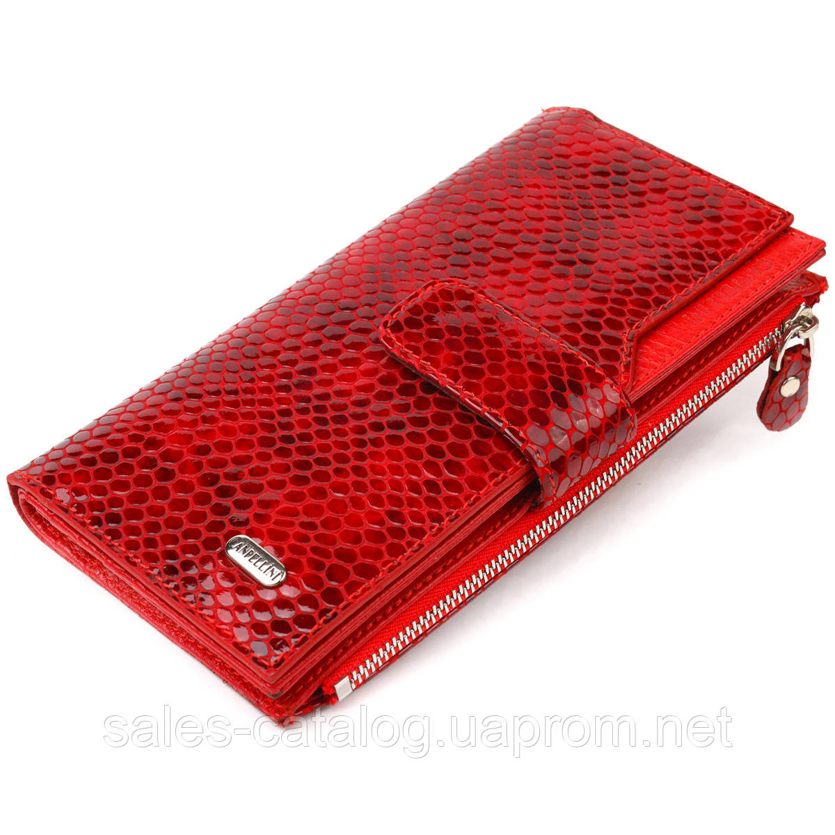 Лакований жіночий гаманець із натуральної шкіри з тисненням під змію CANPELLINI 21639 Червоні SC, код: 8061670