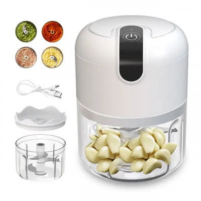 Портативний блендер мініподрібнювач для продуктів micro-USB білий Food processor, фото 1