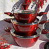 Набір посуду з мармуровим покриттям Edenberg 16 предметів Набір каструль для всіх різновидів плит, фото 7