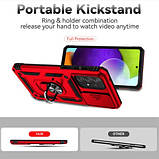 Протиударний чохол до Samsung Galaxy A52 4G/5G червоний, ударостійкий чохол підставка на самсунг а52 з кільцем, фото 2