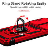 Протиударний чохол до Samsung Galaxy A52 4G/5G червоний, ударостійкий чохол підставка на самсунг а52 з кільцем, фото 10