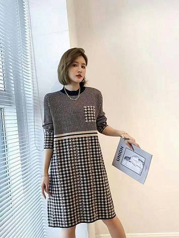 Сукня жіноча у клітинку повномірна в'язана у чорному кольорі.Розмір 52-54, фото 1