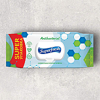 Салфетки влажные SuperFresh Antibacterial с клапаном 120 шт