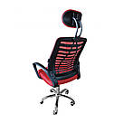 Офісне крісло операторське для персоналу Bonro B-6200 з підголівником крісло для офісу чорне Червоне, фото 2