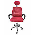 Офісне крісло операторське для персоналу Bonro B-6200 з підголівником крісло для офісу чорне Червоне, фото 8