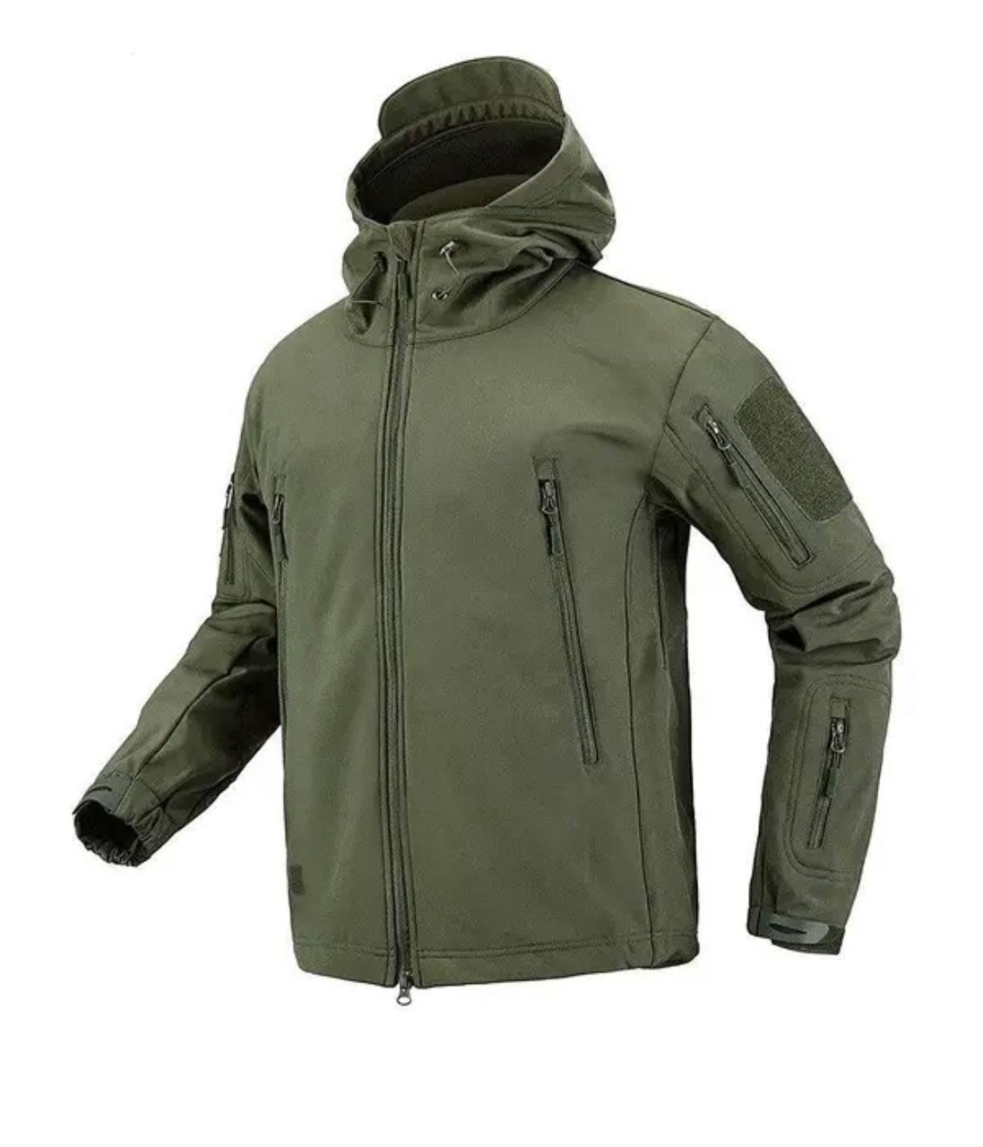 Осіння тактична куртка олива, куртка софтшел оливкова, армійська куртка оливкова, куртка олива на флісі