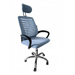 Офісне крісло операторське для персоналу Bonro B-6200 з підголівником крісло для офісу сіре