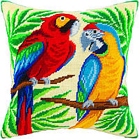 Набір для вишивання декоративної подушки Чарівниця Пара папуг 40×40 см V-55 NC, код: 7243010