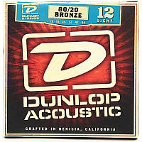 Струни для акустичної гітари 6 шт Dunlop DAB1254 Acoustic Bronze 80 20 Light Guitar Strings NC, код: 2656556